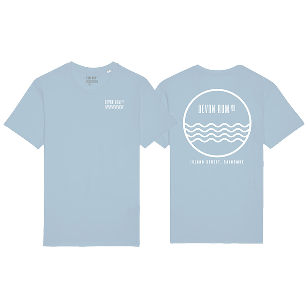 Unisex Devon Rum Company Salcombe T-Shirt, 100% Organic Cotton Blue T-Shirt for Men and Women