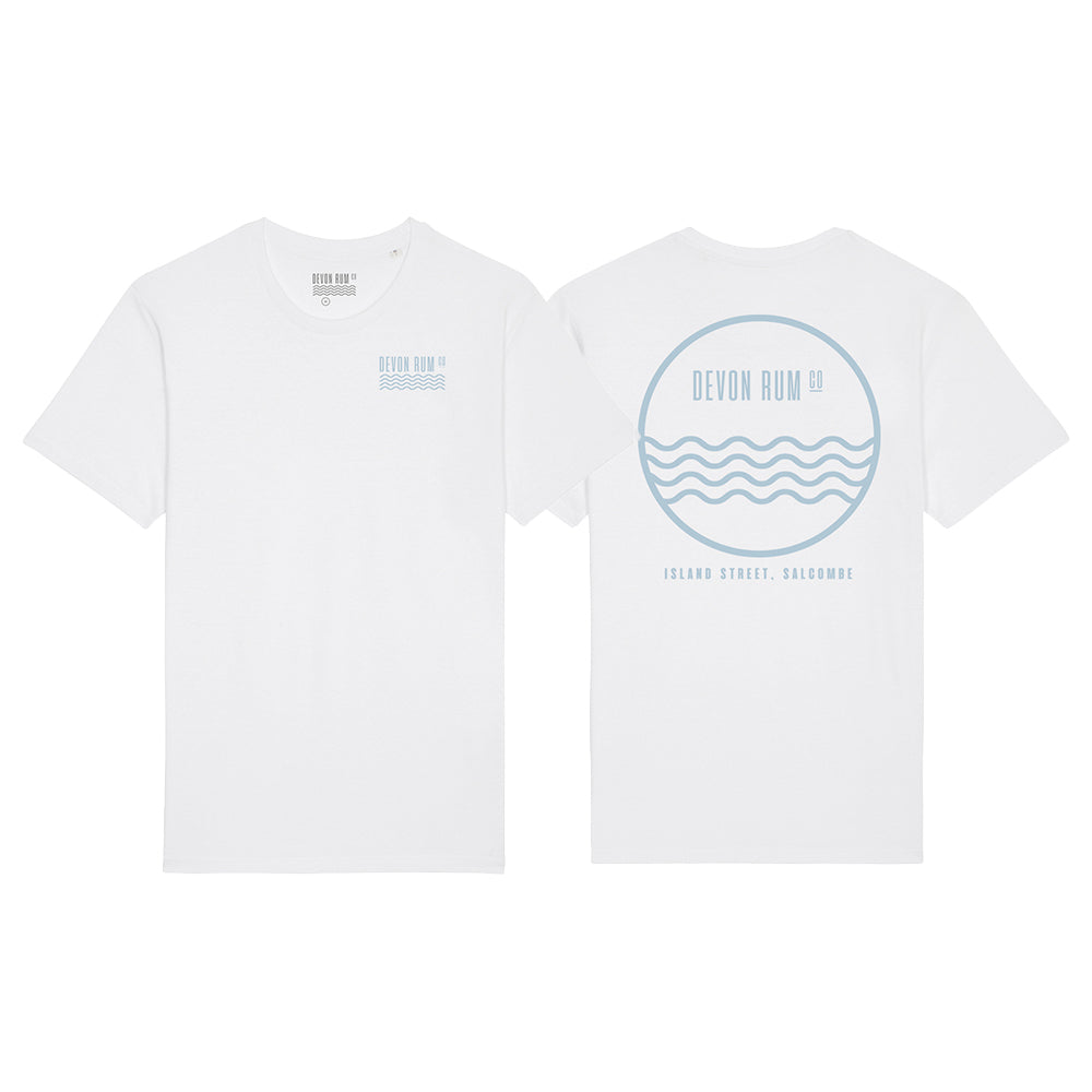 Unisex Devon Rum Company Salcombe T-Shirt, 100% Organic Cotton White T-Shirt for Men and Women