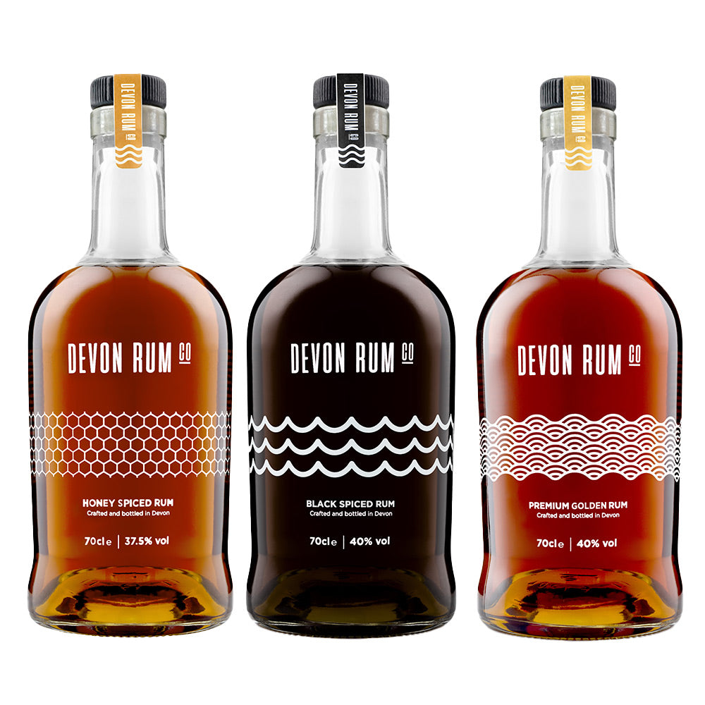 Devon Rum Co Threesome Bundle with Honey Spiced, Black Spiced, and Premium Golden Rums