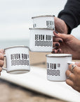 Devon Rum Company Enamel Mugs on the Beach