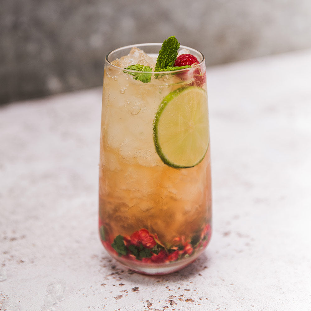 Honey and Raspberry Mojito Rum Cocktail made with Devon Rum Co Honey Spiced Rum